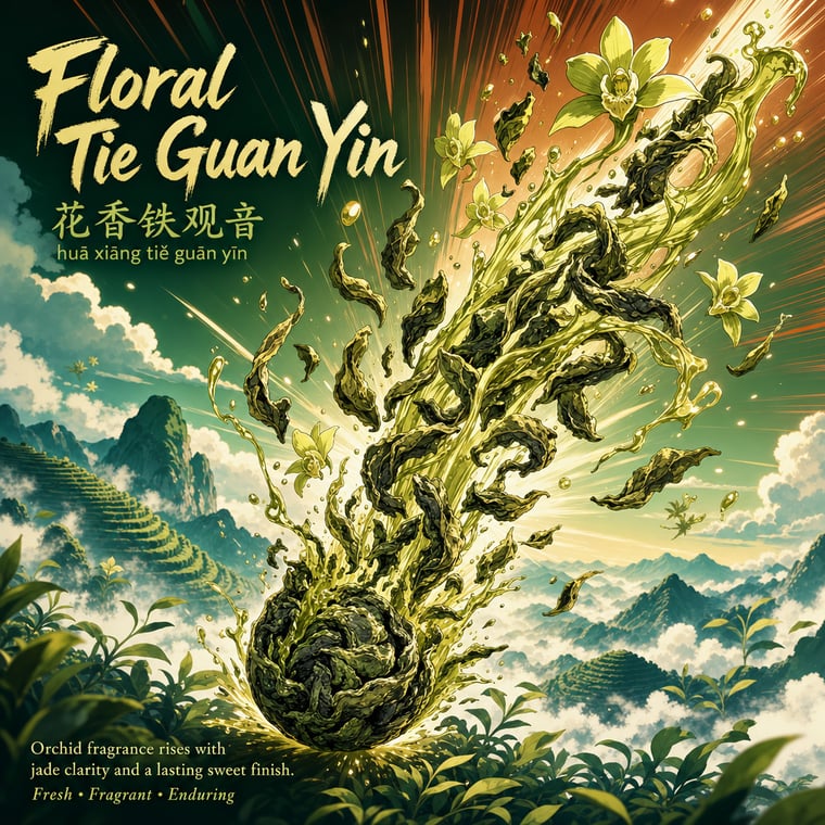 The design — Floral Tie Guan Yin