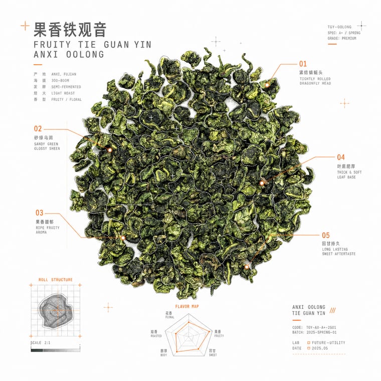 The design — Fruity Tie Guan Yin